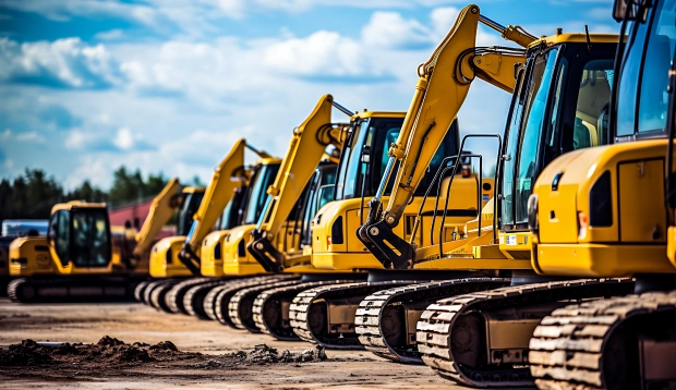 Maquinas pesadas enfileiradas